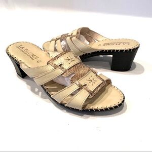 La Plume Isabelle Snake Print Leather Slides